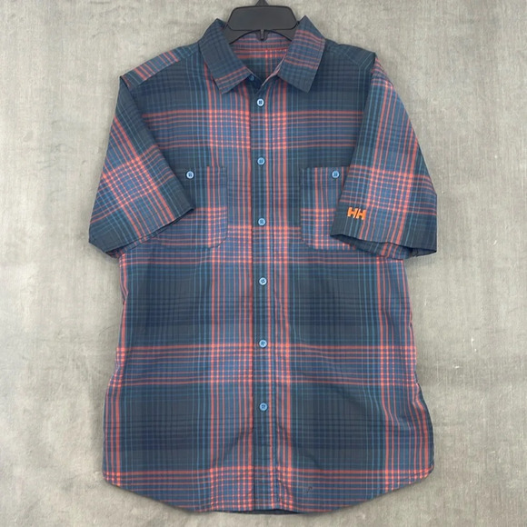 Helly Hansen Shirt Mens Blue Outdoor‎ Plaid Buttons Front Pockets Size Medium - Picture 1 of 8